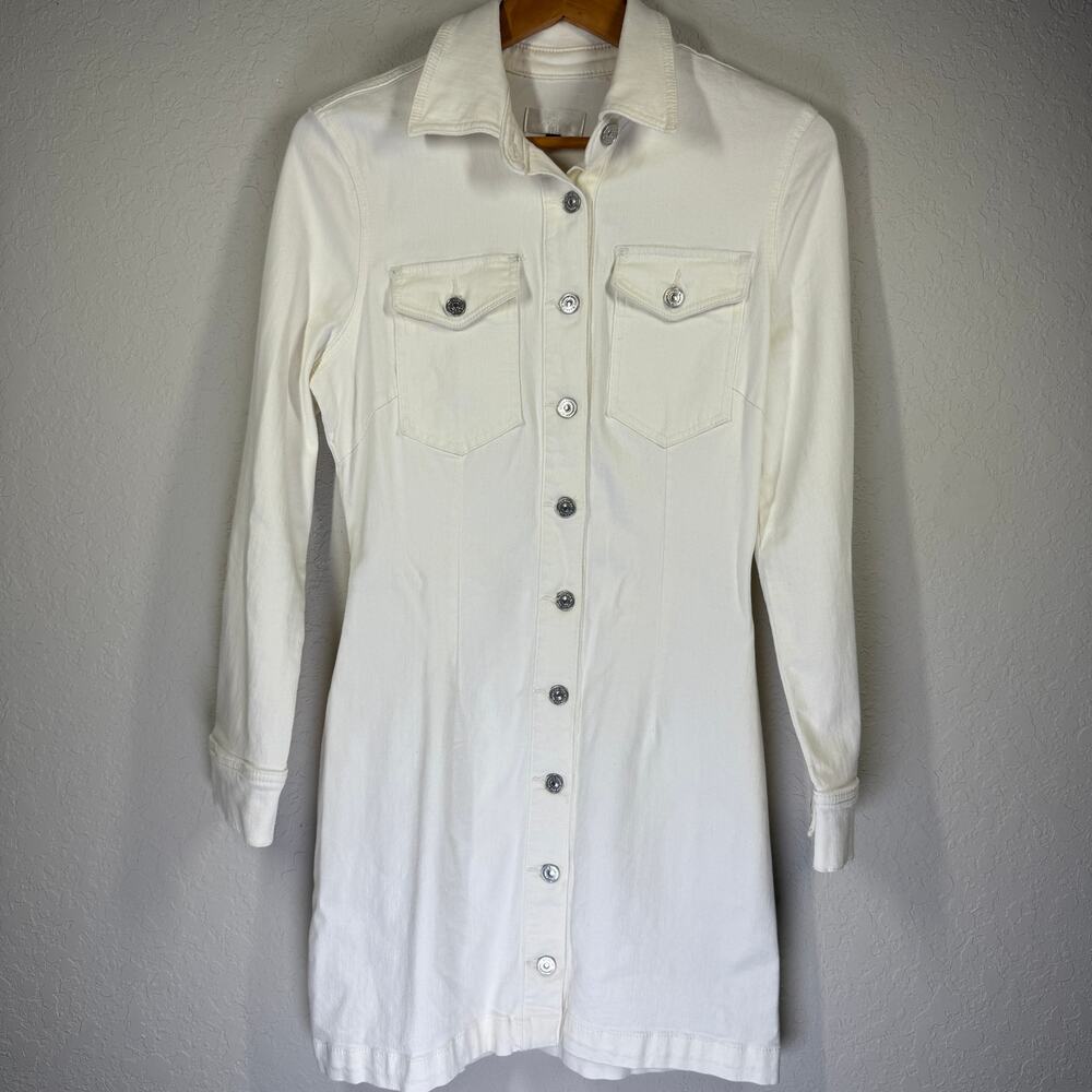 Women's 7‎ For all Mankind Cream Denim Shirt Dress Size Small